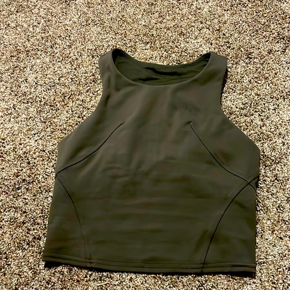 lululemon cropped tank top. Army green. Size small. Never worn